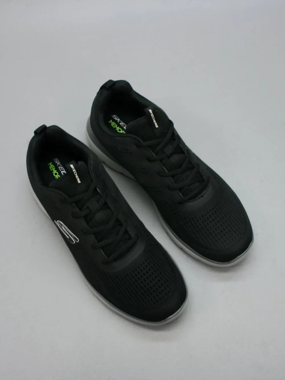 Skechers Men's 12 Summit Black Mesh Memory Foam Lace-up Gym Shoes Sneakers 16890